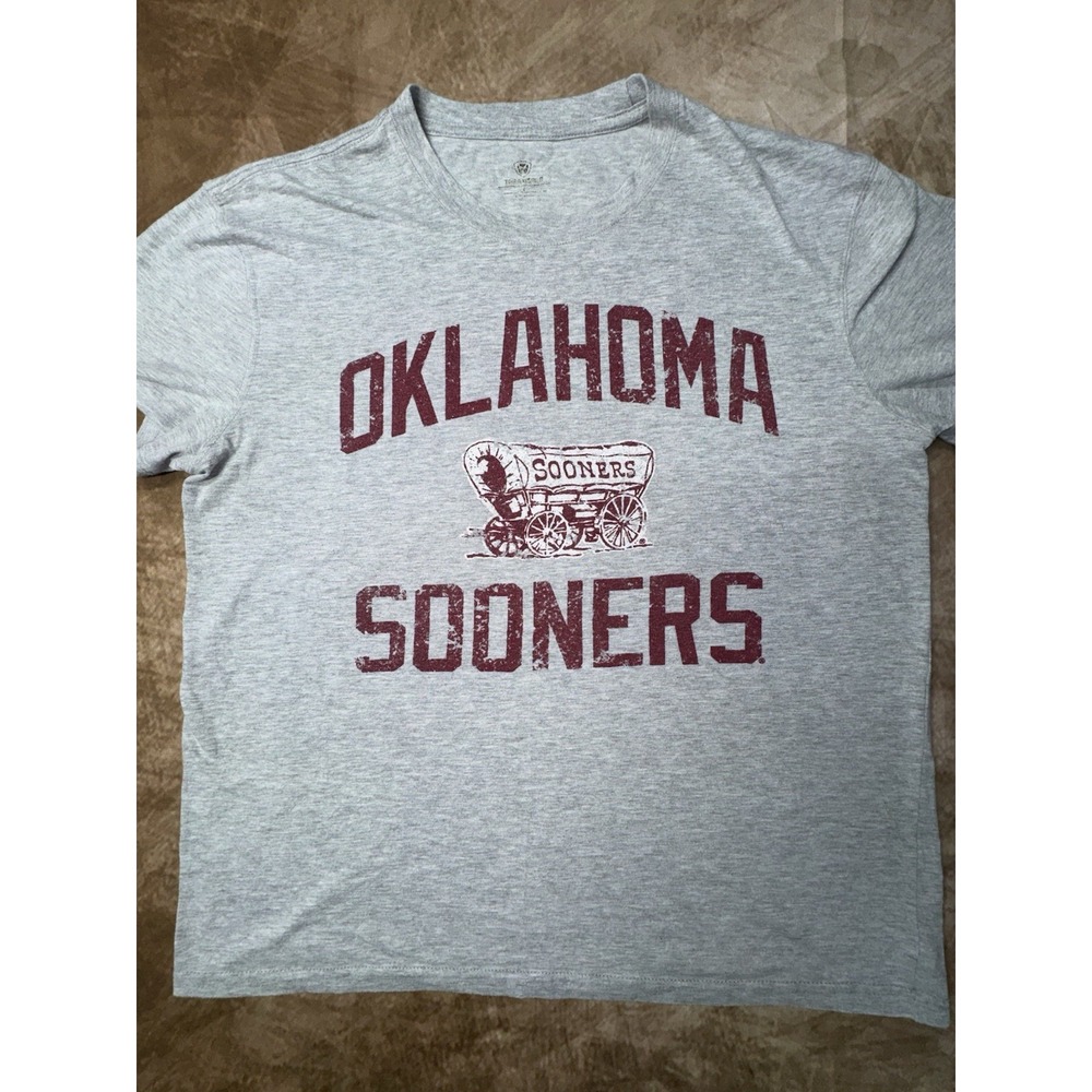 Men's Large Gray Oklahoma Sooners OU Short Sleeve Crew Neck Tshirt